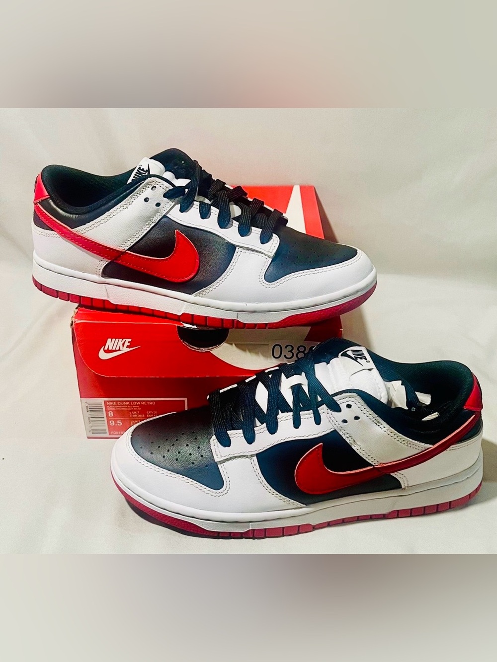 Nike Men’s Dunk Low-Top Sneakers (Retro) - Black/White/Red